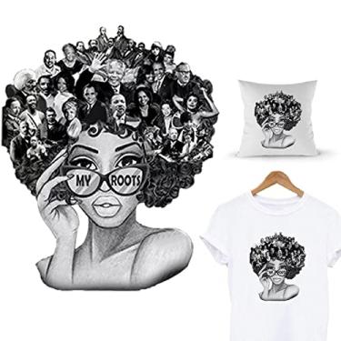 Imagem de WOJOJOP Adesivos De Transferência Térmica Para Mulheres Negras, 2 Peças, Adesivos De Transferência Térmica Faça Você Mesmo Para Design De Camiseta, Adesivos De Transferência Térmica Para Meninas Neg
