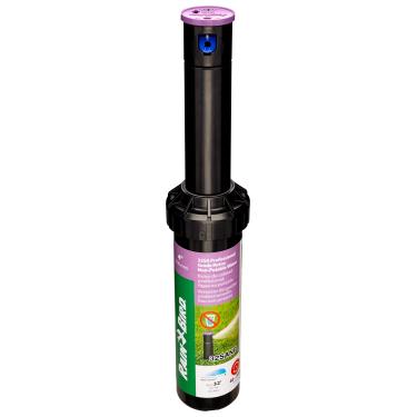 Imagem de Rain Bird Rotor de acionamento de engrenagem de água não potável de ajuste simples 32SANP, padrão de 40° - 360°, distância de pulverização de 40' - 81 cm, tampa roxa