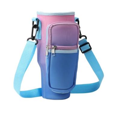 Imagem de Bolsa de Transporte para Garrafa de Água Stanley com Bolso para Celular e Alça Ajustável, Bolsa Stanley Quencher (Rosa e Azul, 40oz)