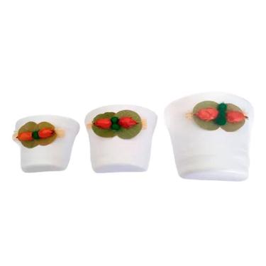 Imagem de Vasos Trio Meia Lua Cerâmica De Parede Vertical Branco