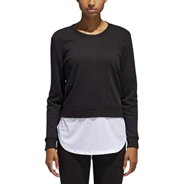 Imagem de Moletom feminino Adidas Athletics de camada dupla, Preto, Large