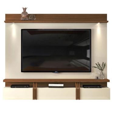 Imagem de Painel para TV Suspenso Loren Off White Marroquim - Dj Móveis