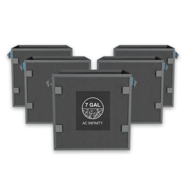 Imagem de AC Infinity Vasos quadrados de tecido resistentes, sacos para cultivo de aeração de 22 litros, pacote com 5 unidades com tecido não tecido espesso de 500 g e laços de estaca para plantas, para cultivo de jardim, frutas, legumes e flores