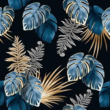 Imagem de Papel De Parede 5m Adesivo Lavável Costela Adão Gold Azul