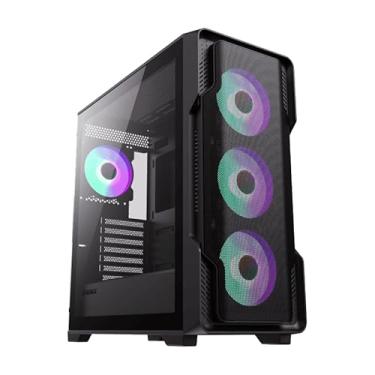 Imagem de GAMEMAX Capa para jogos Siege E-ATX Mid-Tower Gamer, painel lateral de vidro temperado, ventiladores ARGB pré-instalados de 4 x 120 mm, suporta radiador de 360 mm na parte superior e frontal, preto