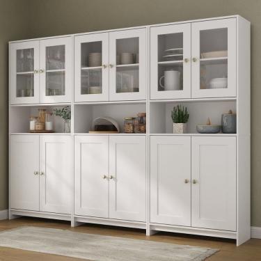 Imagem de Armários Americanos para Cozinha Conjunto 3 Peças Branco Gelo