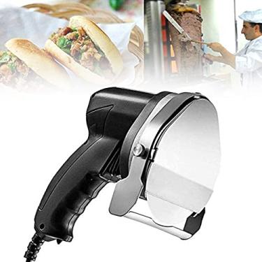 Imagem de MLUENF Churrasco elétrico, faca de Kebab elétrica profissional, máquina de cortar churrasco de mão com 2 lâminas de corte cortador de Kebab turco para cortar Shawarma Doner Kebab, B