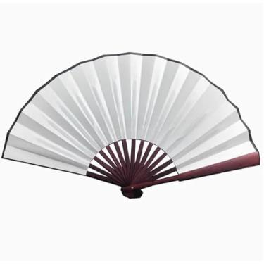 Imagem de Vixenaqxa Ventilador dobrável de 20 cm 25 cm em branco diy masculino e feminino estilo chinês hanfu publicidade dobrável diária ventilador antigo fábrica atacado (branco)