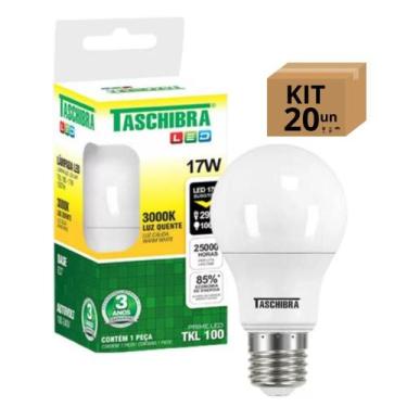Imagem de Kit 20 Lâmpadas Bulbo Led Taschibra TKL Bivolt E27 17w 3000k