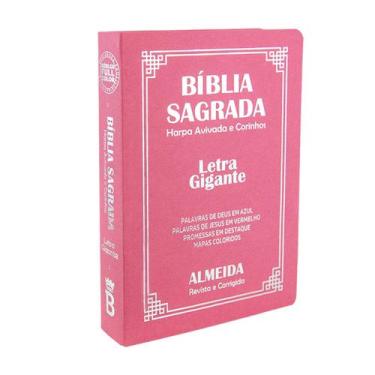 Imagem de Biblia Sagrada Letra Gigante Luxo Popular - Rosa - Com Harpa - RC - RE