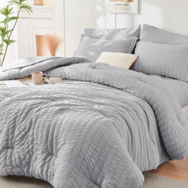 Imagem de Conjunto de edredom HYMOKEGE Light Grey King Size 7 peças