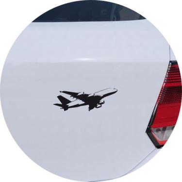 Imagem de Adesivo de Carro Avião Airbus decolando - Cor Preto - Melhor Adesivo, 