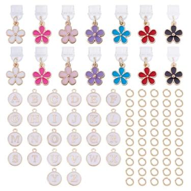 Imagem de HOBBIESAY 7 cores 14 peças cabide de plugue de poeira para celular 26 mm plugues móveis à prova de poeira com pingentes de flores tipo C plugue de poeira charmoso tampa de porta para celular tablet