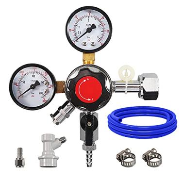 Imagem de O kit de cerveja caseira inclui regulador de CO2, linha de gás vermelha de 1,5 m, desconexão de gás com bloqueio de esfera, porca giratória 5/16, braçadeiras helicoidais para barril de cerveja da PERA