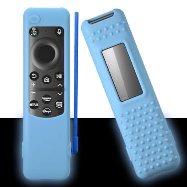 Imagem de Controle remoto solar Samsung Smart TV 2023 BN59-01432 BN59-01436B BN59-01392B TM2360E TM2360F Capa protetora de silicone com cordão (azul claro)