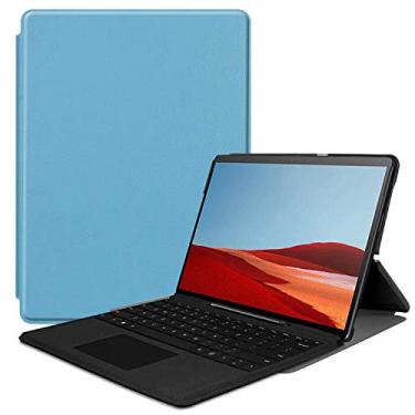 Imagem de Capa de couro para Microsoft Surface Pro X de 13 polegadas, capa fólio ultrafina para suporte leve de 13 polegadas New Surface Pro X 2019 (compatível com tablet com teclado tipo capa), Light blue, 13"