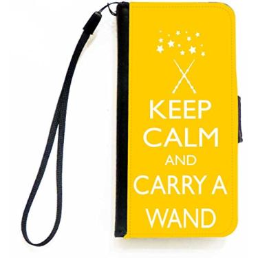 Imagem de Rikki Knight Keep Calm and Carry a Wand - Capa carteira flip de cor amarela para iPhone 5c da Apple