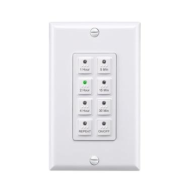 Imagem de Interruptor de temporizador digital Century Countdown 5-15-30-60mins, 2-4 horas, neutro necessário, placa de parede livre, branco, por Century Timer