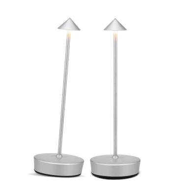 Imagem de XMINKDZA Pacote com 2 lâmpadas de mesa sem fio com porta de saída USB-A, luz de mesa de LED portátil de 7000 mAh, luminária de mesa à prova d'água para sala de jantar, restaurante, pátio, casa, 3