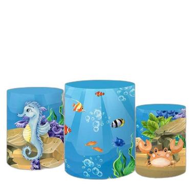 Imagem de Trio De Capas Cilindros 3D Sublimado Fundo Do Mar Fcc-181