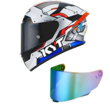 Imagem de Capacete KYT TT Course Ratthapark Space Monkey Azul Mais Viseira Camal