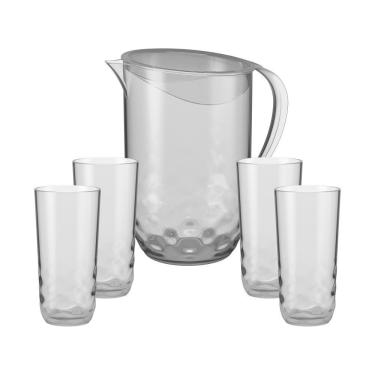 Imagem de Conjunto De Jarra 2 L + 04 Copos 400 Ml Transparente Coza