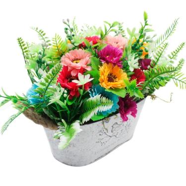 Imagem de Arranjo De Flores Artificiais Coloridas Com Vaso 34cm
