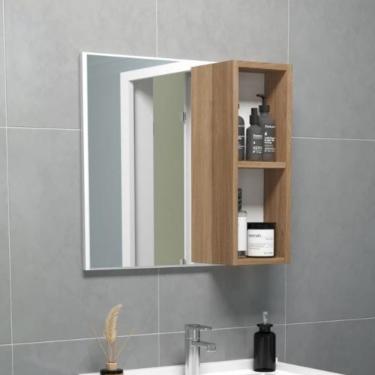 Imagem de Armário Para Banheiro Com Dois Nichos Verona Branco Carvalho