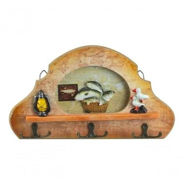 Imagem de Porta Chave De Parede De Madeira Para Cozinha Com 6 Ganchos