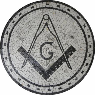 Imagem de Piso Maçom Em Mosaico Esquadro E Compasso I Tamanho 60cm