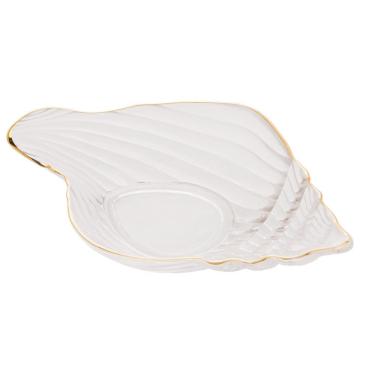 Imagem de Bowl De Vidro Concha Com Filete Trompete Dourado 20cm X 12cm - Wolff