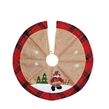 Imagem de Saia De Natal Em Tecido Xadrez E Papai Noel 70cm Wf871 Boneco De Neve