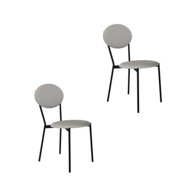 Imagem de Cadeira Fixa Estofada Vintage Elipse Com 2 Unidades Saturno Off White-preto Fosco