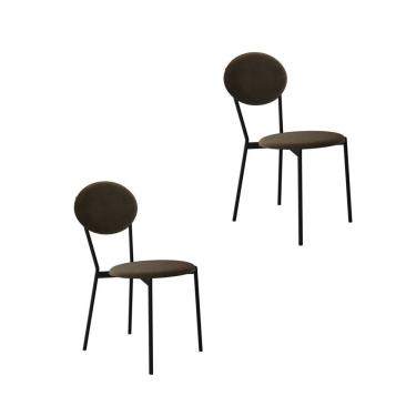 Imagem de Cadeira Fixa Estofada Vintage Elipse Com 2 Unidades Sand-preto Fosco