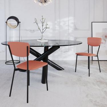 Imagem de Cadeira Fixa Estofada Vintage Retrô Com 2 Unidades Rosê-preto