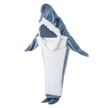 Imagem de Hemobllo Cobertor de Adulto e Infantil Saco de Dormir Vestível com Capuz Flanela Confortável e Durável Inverno e Uso Casa