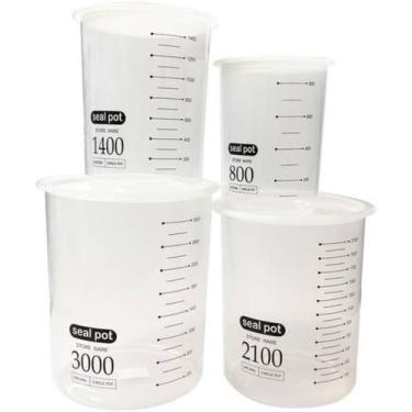 Imagem de Kit 4 Potes Herméticos de Plástico Com Tampa Empilháveis, Organizadore