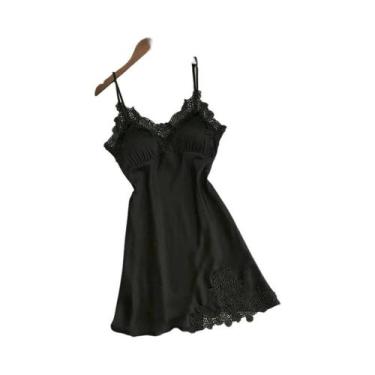 Imagem de Camisola Sexy de Seda Halter Feminina - Pijamas de Cetim para Primaver