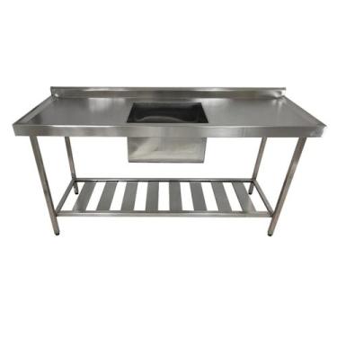 Imagem de Pia Aco Inox Industrial 180x60x90 com Cuba Centralizada Nortinox