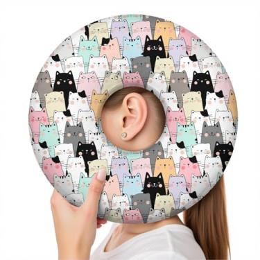Imagem de wxmbdzq Travesseiro de piercing de orelha para dormir de lado, almofada de donut com orifício de orelha, capa lavável, alívio de dor de ouvido, pressão de ouvido, almofada protetora para dormir após