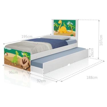 Imagem de Bicama Juvenil Com Cabeceira Adesivada Dinossauro