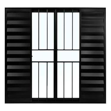 Imagem de Veneziana 6 folhas 1,20x1,20 com grade no alumínio preto