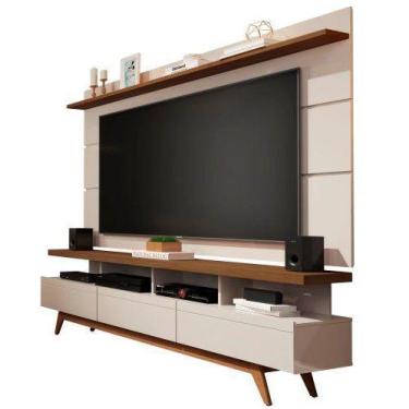 Imagem de Rack Com Painel 1.80 TV Até 72 Retrô Pés Madeira Gavetas Nichos Pratel