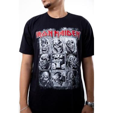 Imagem de Camiseta Iron Maiden Jornal Caveiras Camisa Estampada Banda Heavy Meta