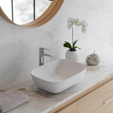 Imagem de Cuba de Apoio para Banheiro/lavabo Cerâmica Quadrada 46 Cm Manplex