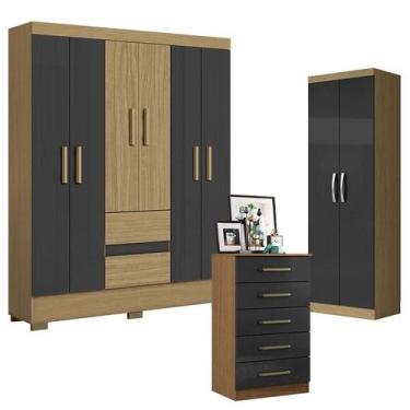 Imagem de Guarda Roupa Casal Coimbra 2005138 com Armário Multiuso New 2000192 e 