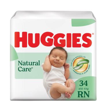 Imagem de Fralda Descartável Huggies Premium Natural Care RN 34 Unidades