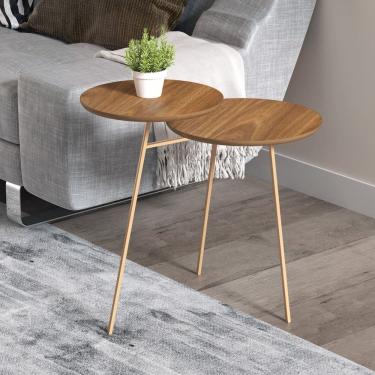 Imagem de Mesa Lateral para Sala de Estar Redonda Duo Cinamomo