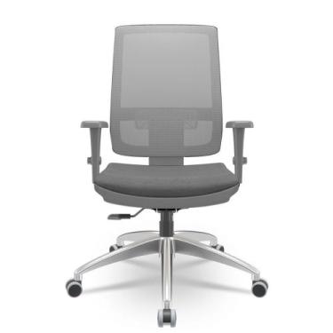 Imagem de Cadeira Brizza Diretor Grafite Tela Cinza Assento Poliester Cinza Base