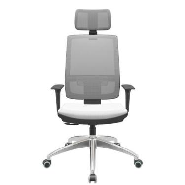 Imagem de Cadeira Office Brizza Tela Cinza Com Encosto Assento Aero Branco Relax
